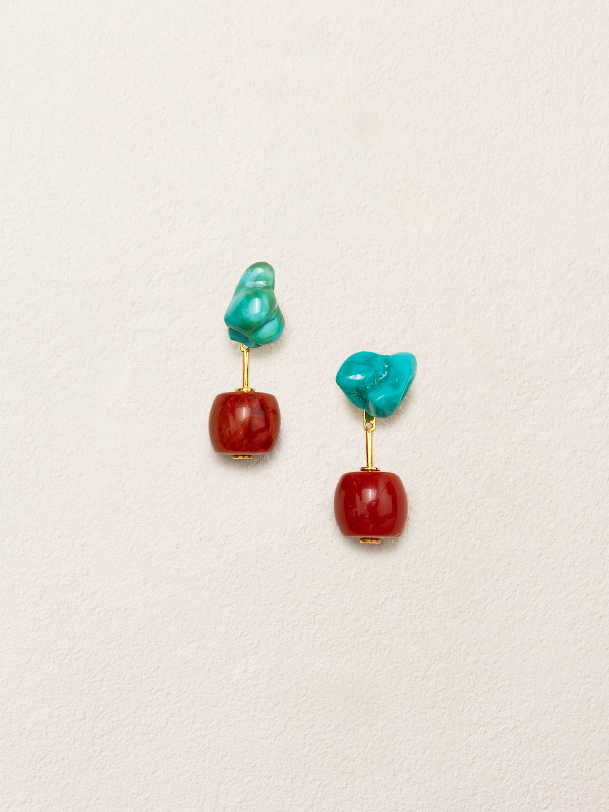 Turquoise & Southern Red Agate Earrings