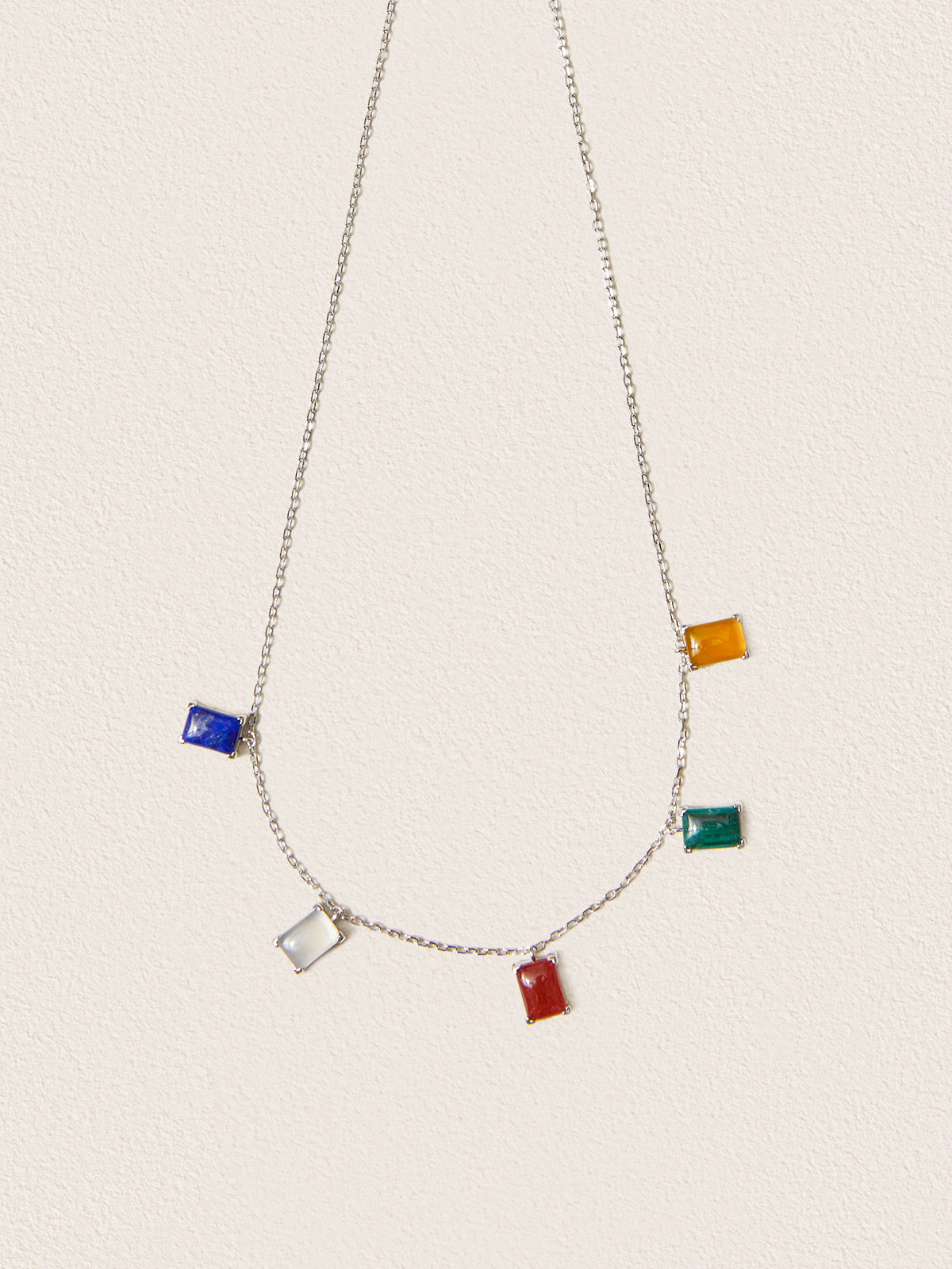 Natural Five Color Gemstone Necklace