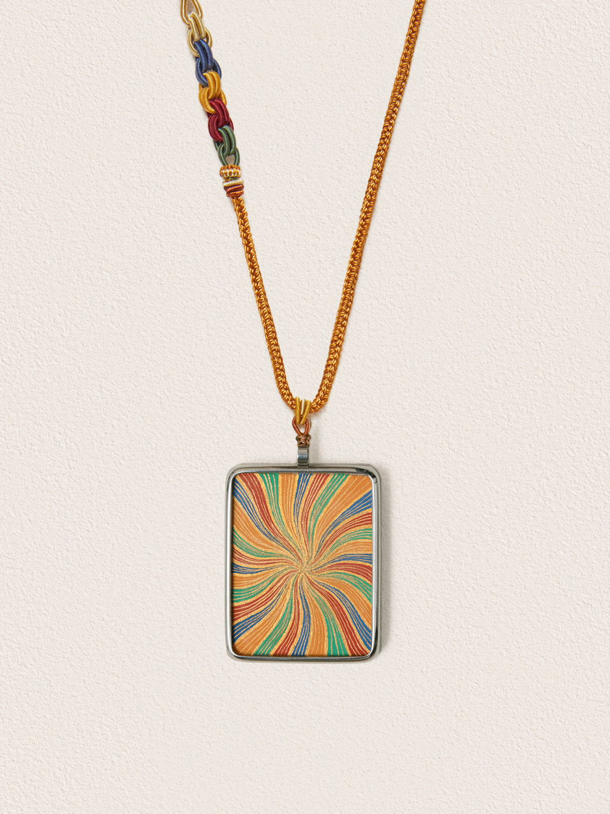 Rainbow Hand-Painted Thangka Necklace