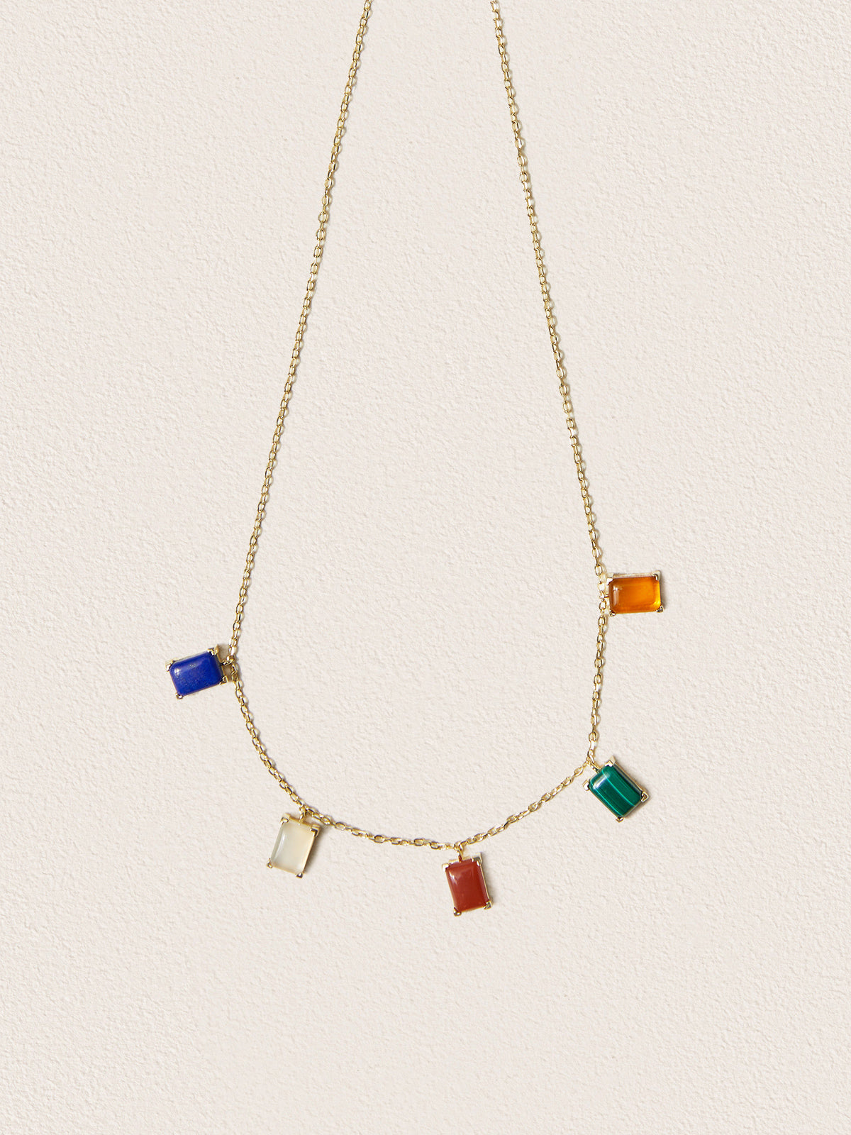 Natural Five Color Gemstone Necklace