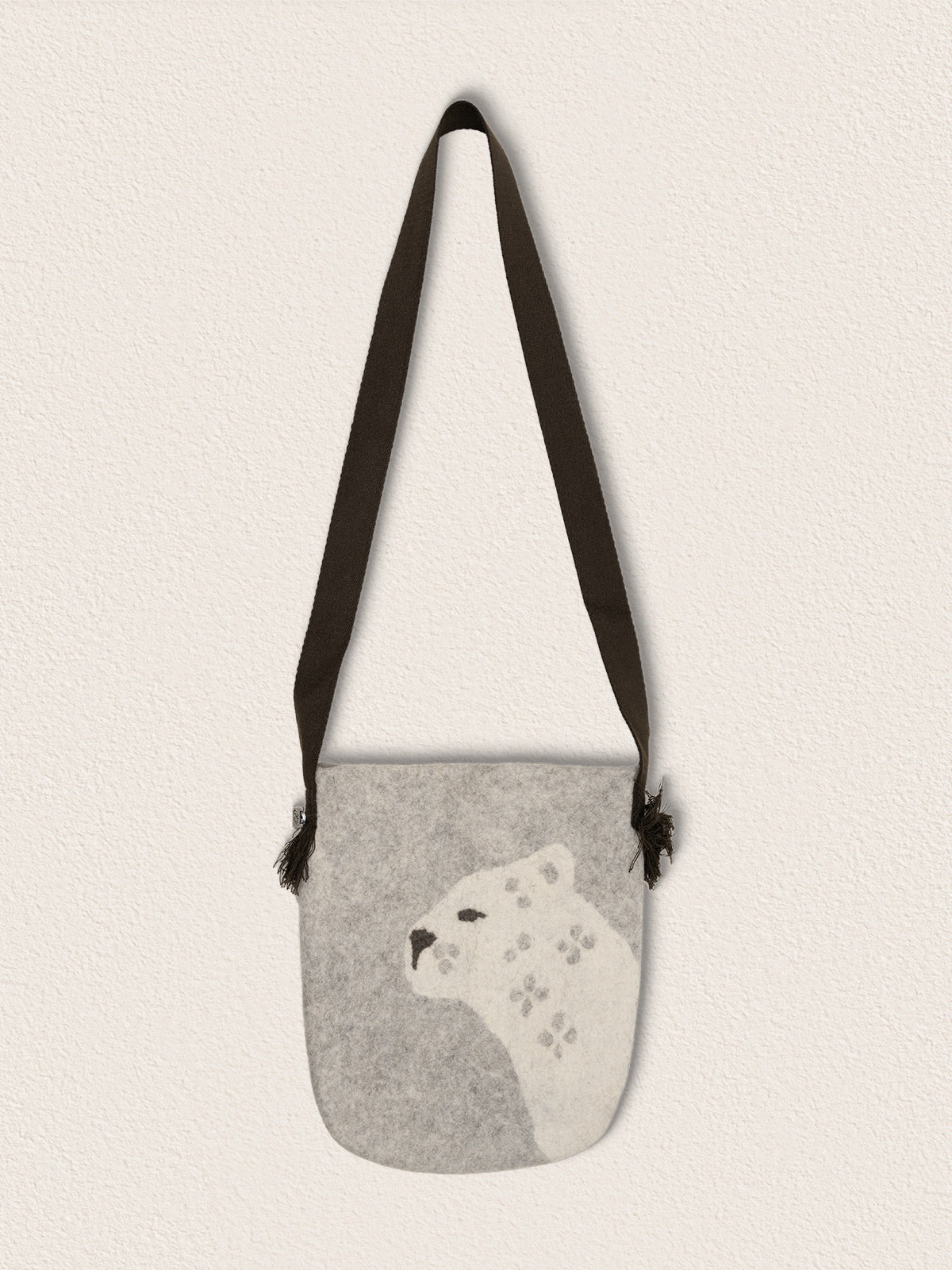 Snow Leopard Handmade Wool Felt Shoulder Bag（Pre-Order）