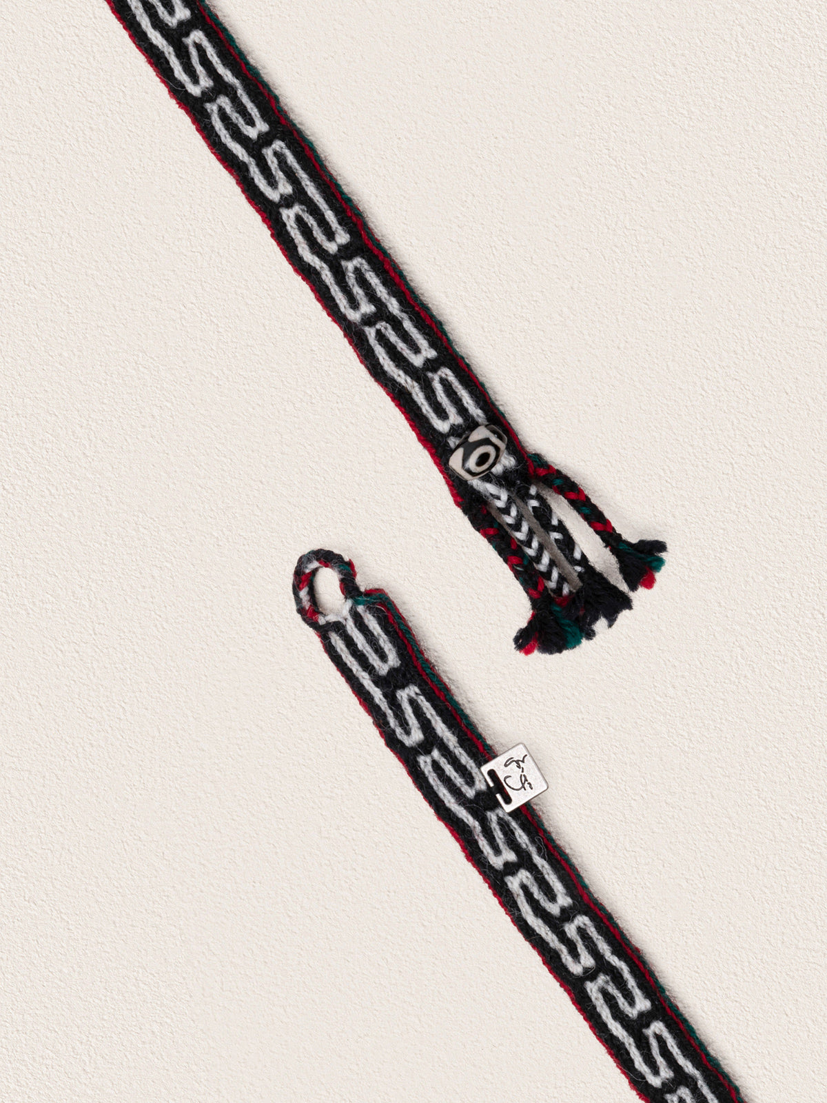 Dzi Bead Handwoven Wool Bracelet