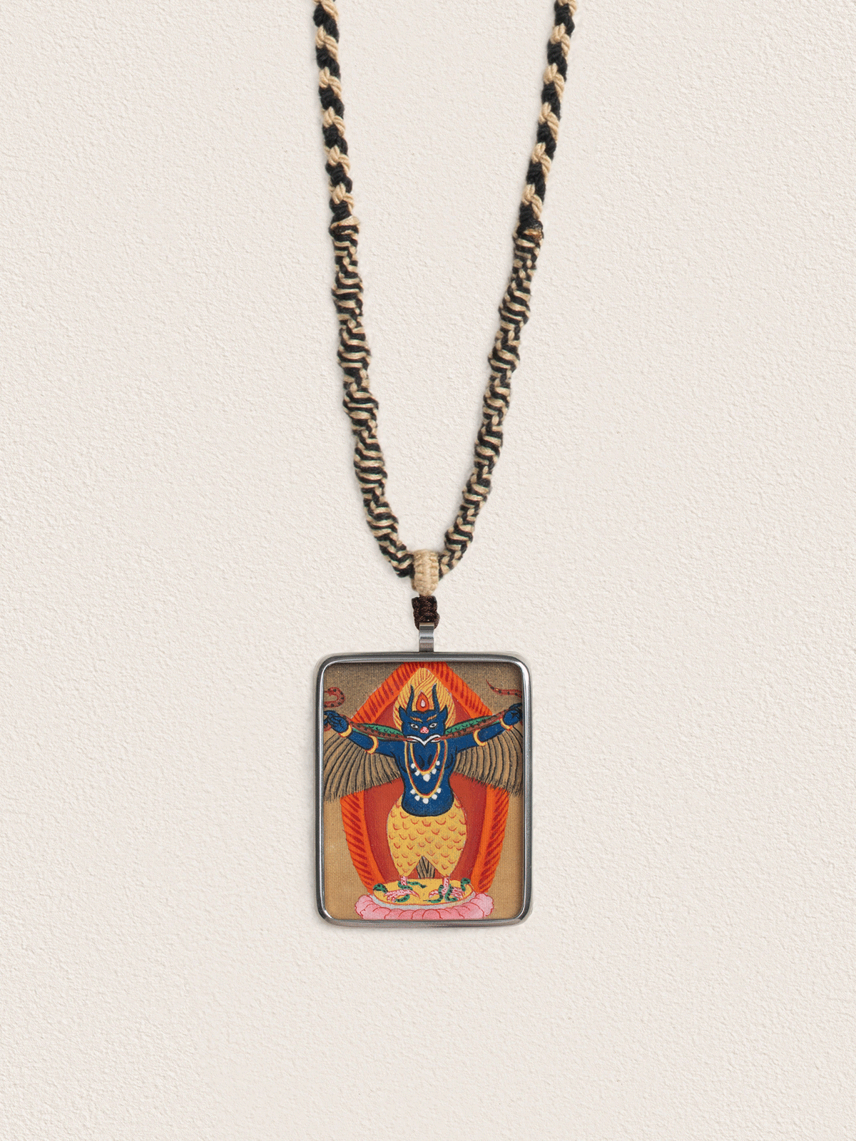 Hand-Painted Ancient Mural Thangka Necklace