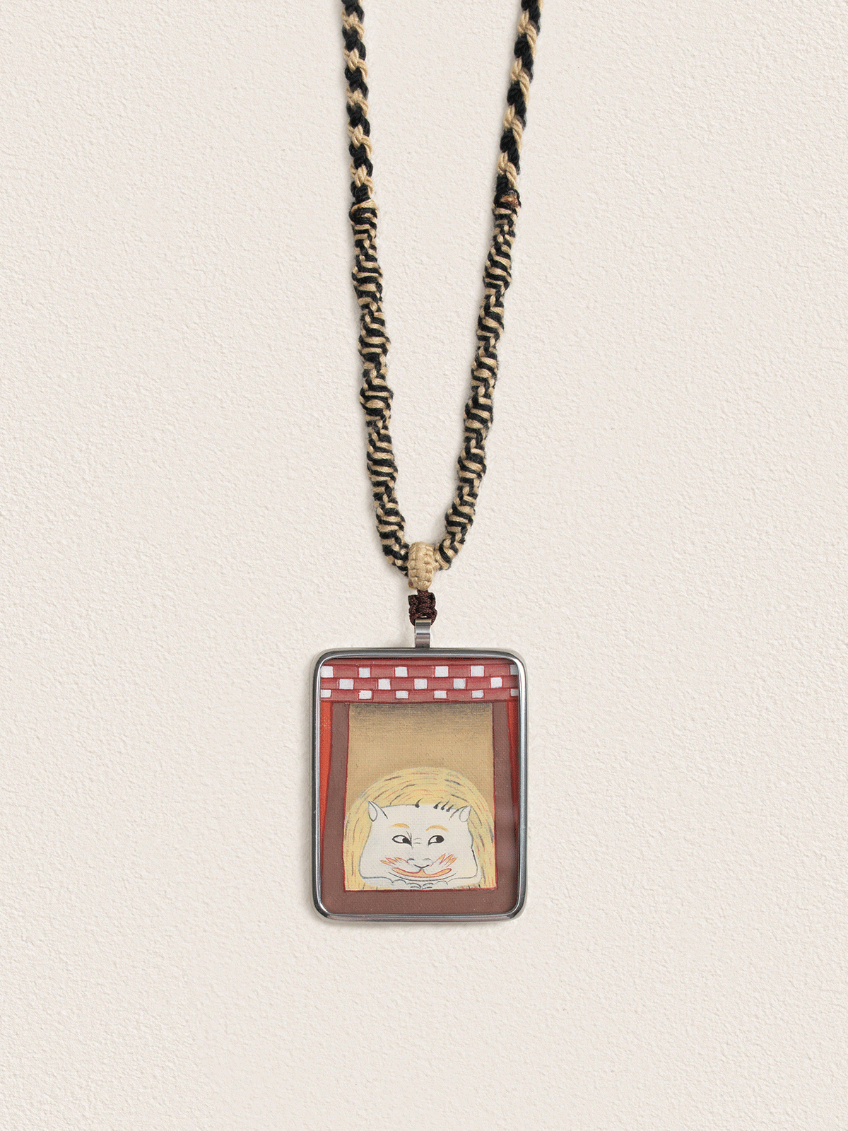 Hand-Painted Ancient Mural Thangka Necklace