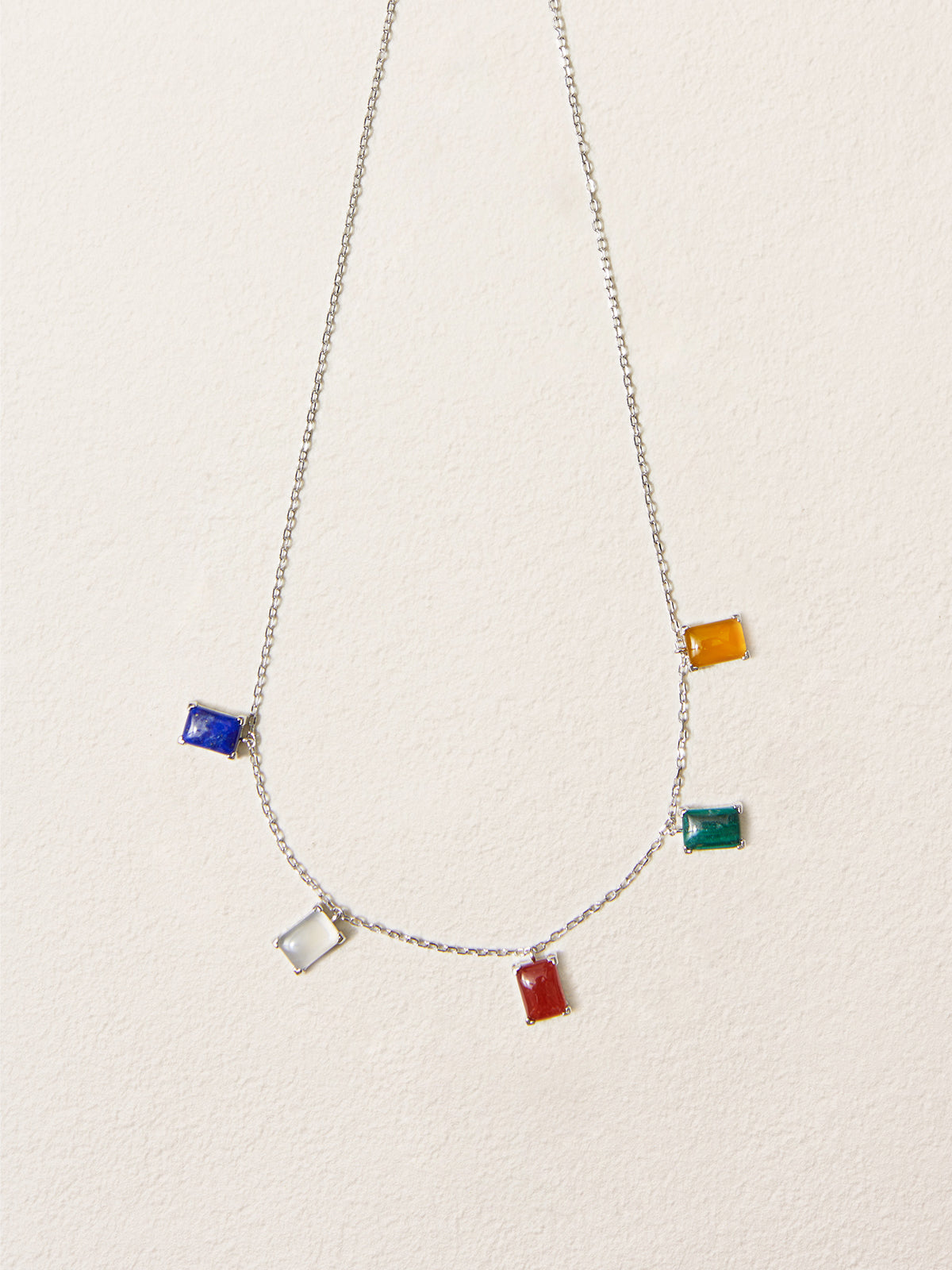 Natural Five Color Gemstone Necklace